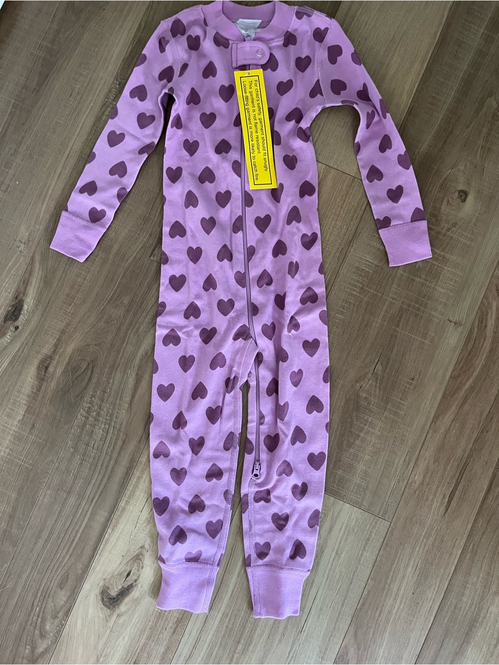 Hanna Andersson Purple Heart-Print One-Piece Pajamas